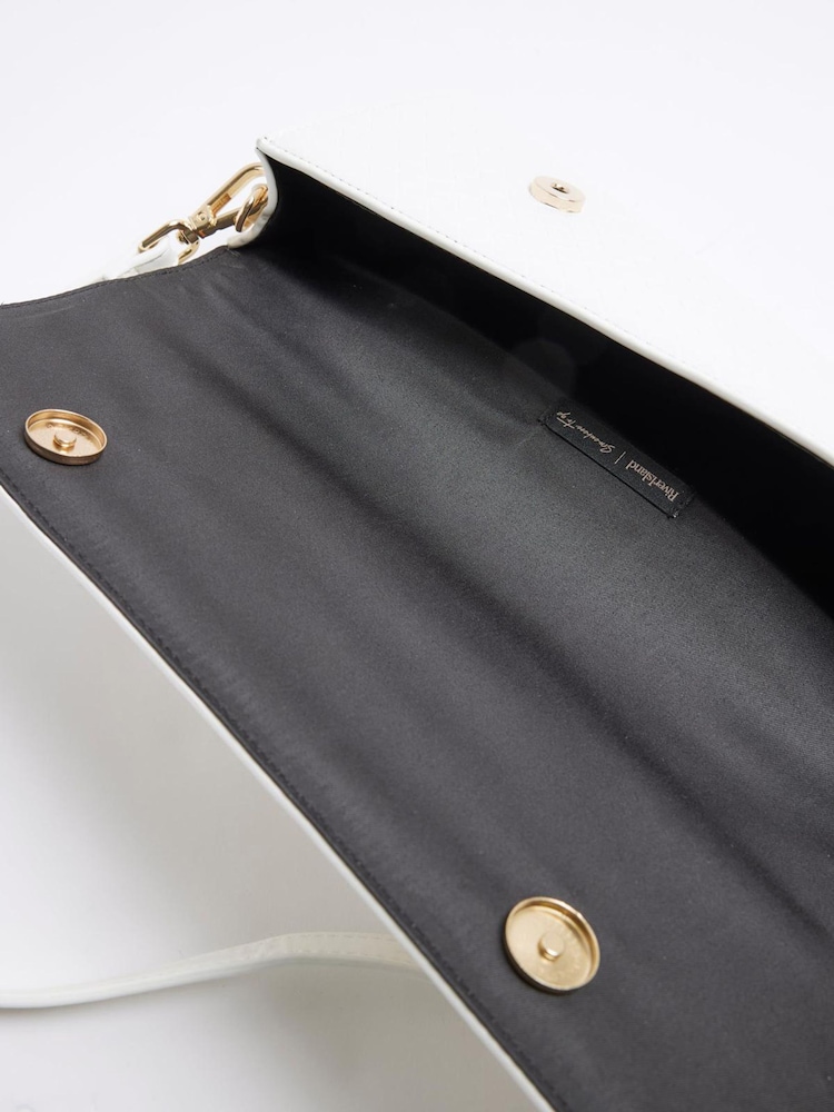 River Island White Faux Leather Woven Clutch Bag - Image 6 of 6