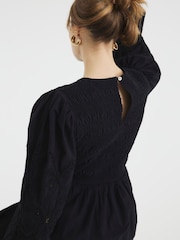 River Island Black Shirred Bodice 100% Cotton Top - Image 2 of 6