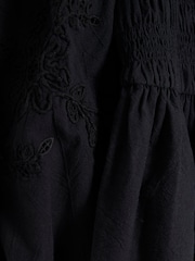 River Island Black Shirred Bodice 100% Cotton Top - Image 6 of 6