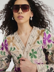 River Island Cream Floral Studded Jacket - Image 3 of 6