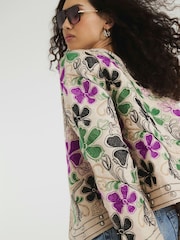 River Island Cream Floral Studded Jacket - Image 4 of 6