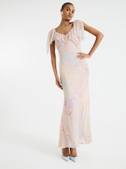 River Island Ruffle Printed Embellished Maxi Dress - Bild 1 von 6