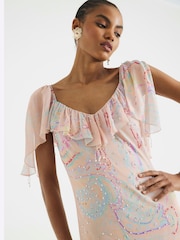 River Island Ruffle Printed Embellished Maxi Dress - Bild 3 von 6