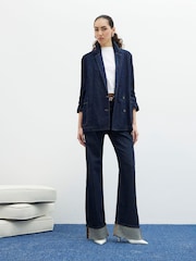 River Island Blue Relaxed Straight Turn Up 100% Cotton Jeans - Image 2 of 4