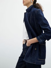 River Island Blue Relaxed Straight Turn Up 100% Cotton Jeans - Image 4 of 4