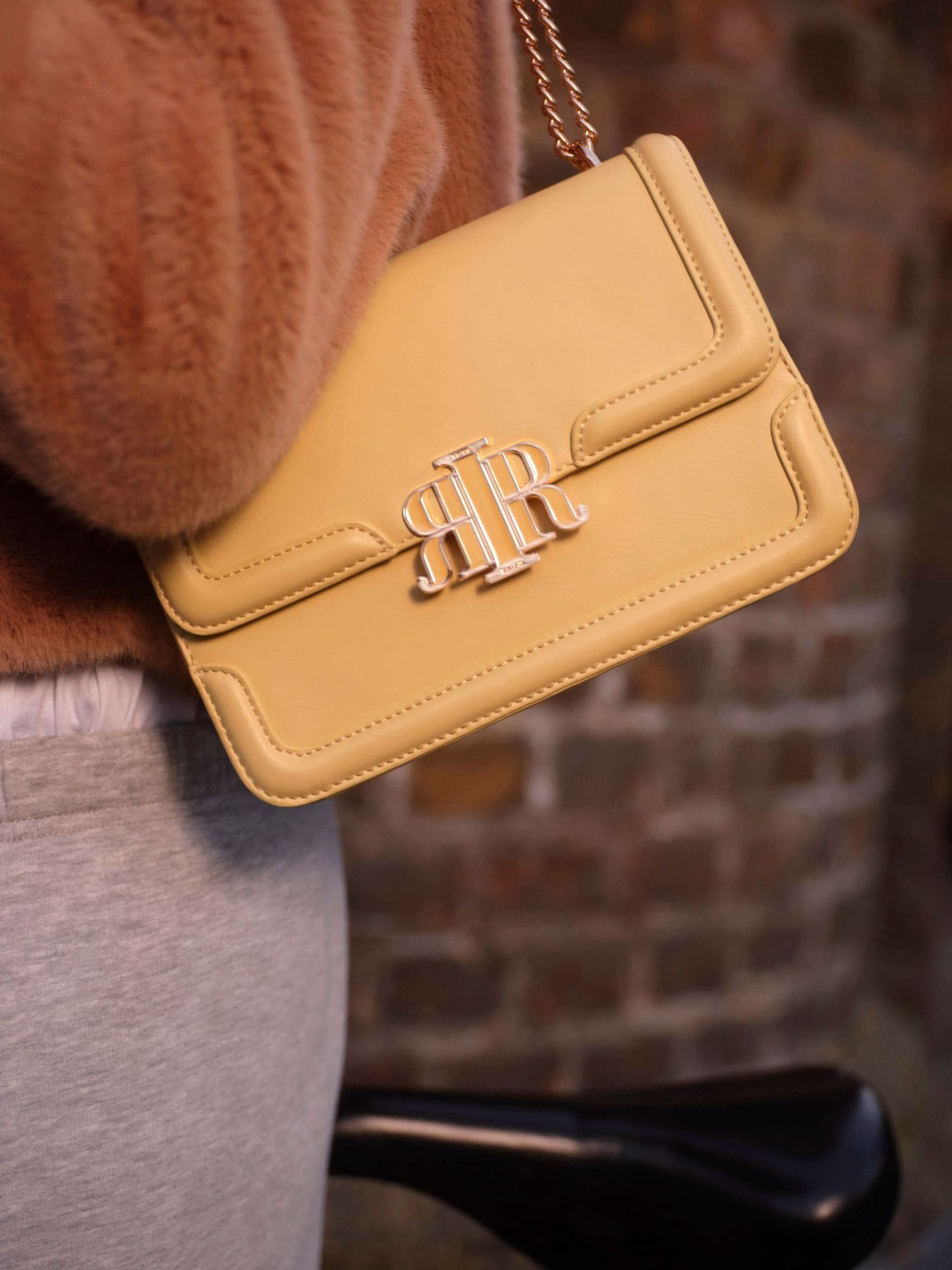River Island Yellow Faux Leather Satchel Bag