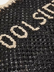 River Island Black Poolside Crochet Beach 100% Cotton Bag - Image 5 of 6