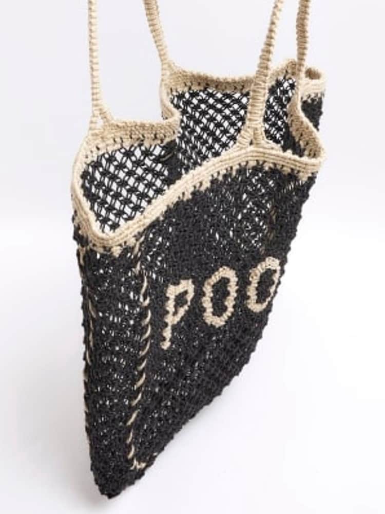River Island Black Poolside Crochet Beach 100% Cotton Bag - Image 6 of 6 River Island Black Poolside Crochet Beach 100% Cotton Bag - Image 6 of 6