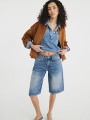 River Island Mid Rise Longline Jort 100% Cotton Shorts - صورة 2 من 6
