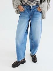 River Island Blue Elasticated Waist Barrel 100% Cotton Jeans - Image 4 of 4