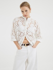 River Island White Collar Lace Shirt - Image 1 of 3