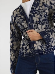 River Island Blue Floral Studded Jacket - Image 1 of 6