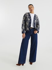 River Island Blue Floral Studded Jacket - Image 2 of 6