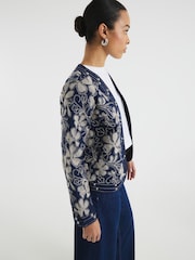 River Island Blue Floral Studded Jacket - Image 4 of 6