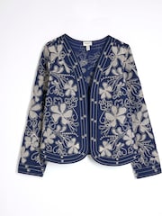 River Island Blue Floral Studded Jacket - Image 5 of 6