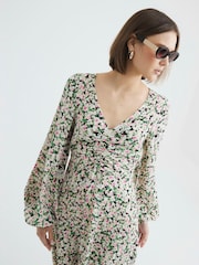 River Island Green Floral Print Midi Dress - Image 3 of 6