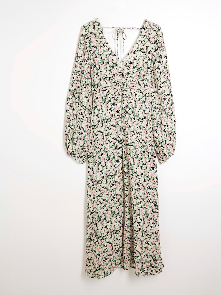 River Island Green Floral Print Midi Dress - Image 5 of 6