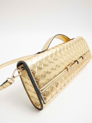 River Island Gold Faux Leather Woven Clutch Bag - Image 4 of 6