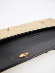 River Island Gold Faux Leather Woven Clutch Bag - Image 5 of 6