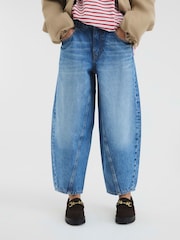 River Island 100% Cotton Petite Elasticated Barrel Jeans - Imagen 1 de 4