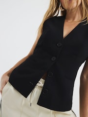 Schwarz - River Island Vorn geknöpfte Weste - Bild 4 von 6