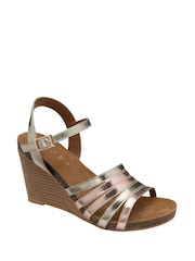 Ravel Gold Leather Wedge Sandals - Image 1 of 4