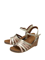 Ravel Gold Leather Wedge Sandals - Image 2 of 4