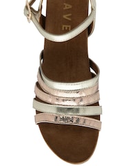 Ravel Gold Leather Wedge Sandals - Image 4 of 4