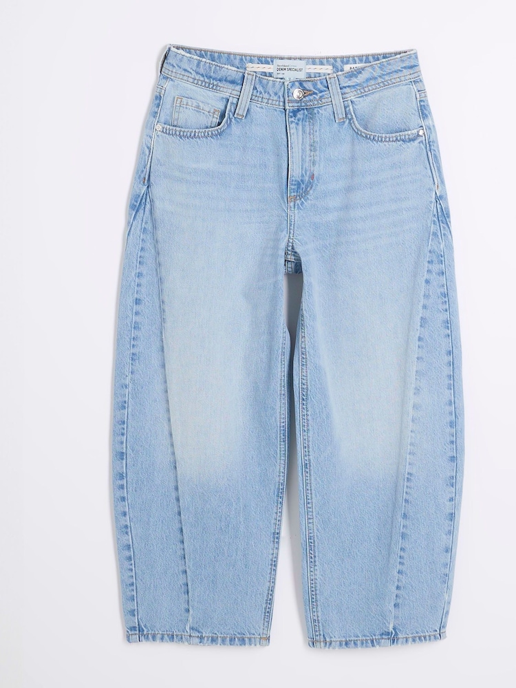 River Island 100% Cotton Petite Seamed Barrel Jeans - Image 5 of 6