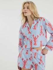 River Island Natural Lobster Print Top and Short Pyjamas 100% Cotton Set - Image 1 of 6