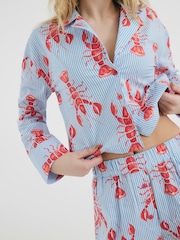 River Island Natural Lobster Print Top and Short Pyjamas 100% Cotton Set - Image 2 of 6
