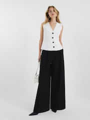 River Island White Button Front Waistcoat - Image 1 of 6