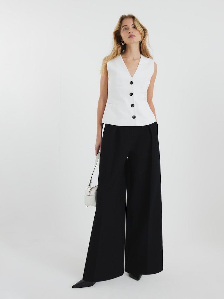 River Island White Button Front Waistcoat - Image 1 of 6