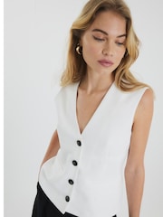 River Island White Button Front Waistcoat - Image 2 of 6