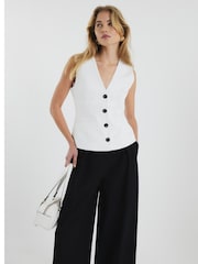 River Island White Button Front Waistcoat - Image 4 of 6