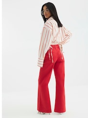 River Island Red Petite 100% Cotton Pocket Front Wide Leg Jeans - Image 3 of 6