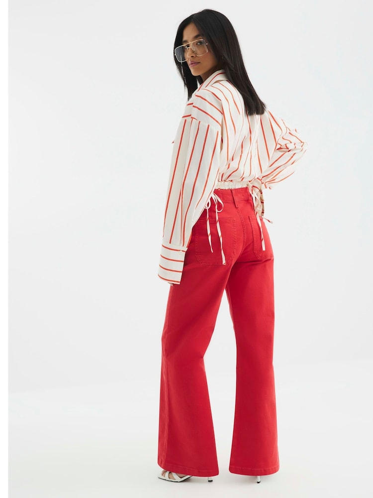 River Island Petite 100% Cotton Pocket Front Wide Leg Jeans - Image 3 of 6