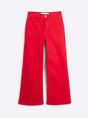 River Island Red Petite 100% Cotton Pocket Front Wide Leg Jeans - Image 5 of 6