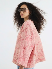 River Island Pink Oversized Quilted 100% Cotton Housecoat - Image 4 of 6