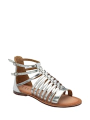 Ravel Silver Leather Flat Gladiator Sandals - Image 1 of 4