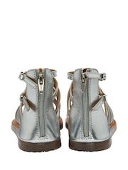 Ravel Silver Leather Flat Gladiator Sandals - Image 3 of 4