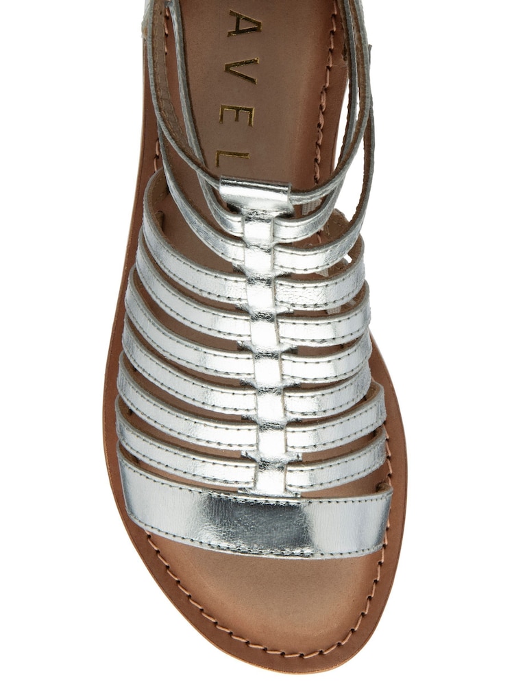 Ravel Silver Leather Flat Gladiator Sandals - Image 4 of 4
