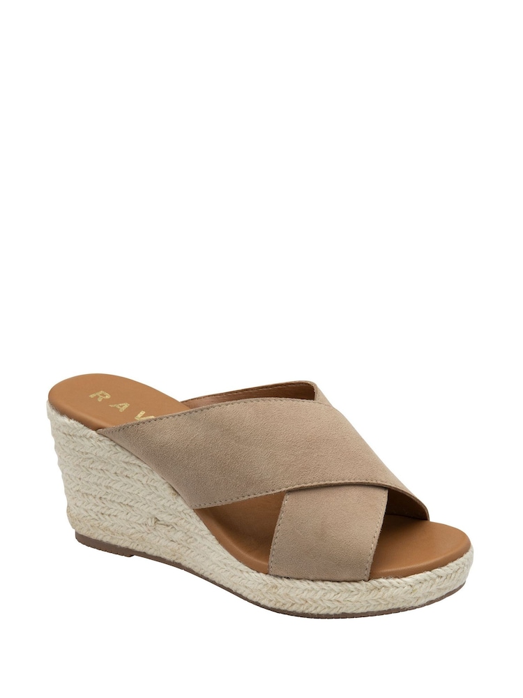 Ravel Natural Suede Wedge Mule Sandals - Image 1 of 4