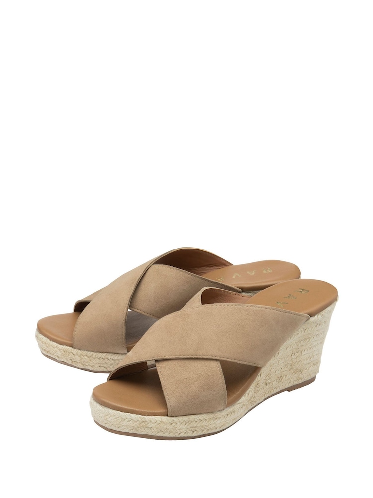 Ravel Natural Suede Wedge Mule Sandals - Image 2 of 4