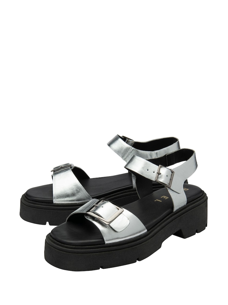 Ravel Silver Leather Flatform Sandals - Image 2 of 4