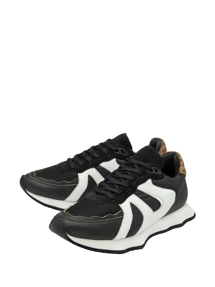 Ravel Black Leather Lace-Up Trainers - Image 2 of 4
