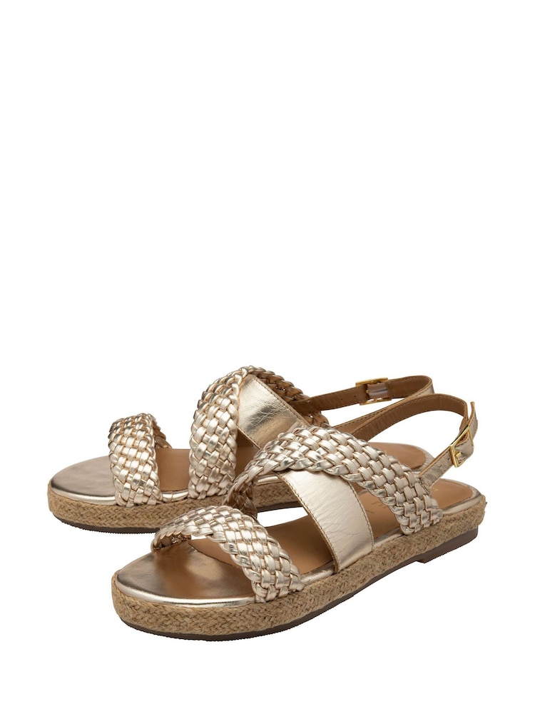 Ravel Gold Leather Slingback Sandals - Image 2 of 4