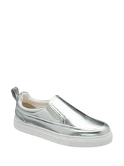 Серебряный - Ravel Leather Slip-On Trainers - Image 1 of 4