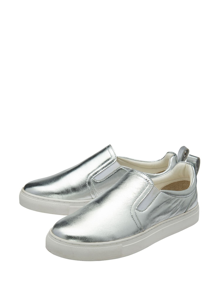 Серебряный - Ravel Leather Slip-On Trainers - Image 2 of 4