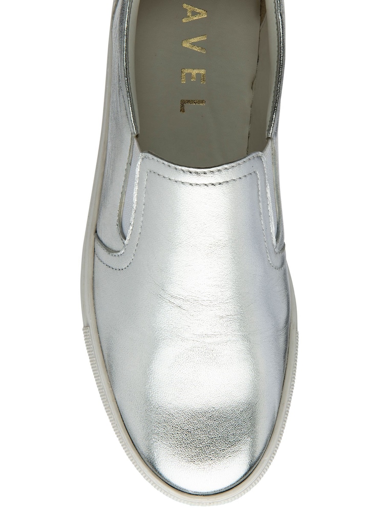 Ravel Silver Leather Slip-On Trainers - Image 3 of 4